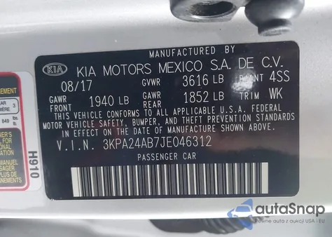 2018 Kia Rio Lx z USA, uszkodzony, nr VIN 3KPA24AB7JE046312